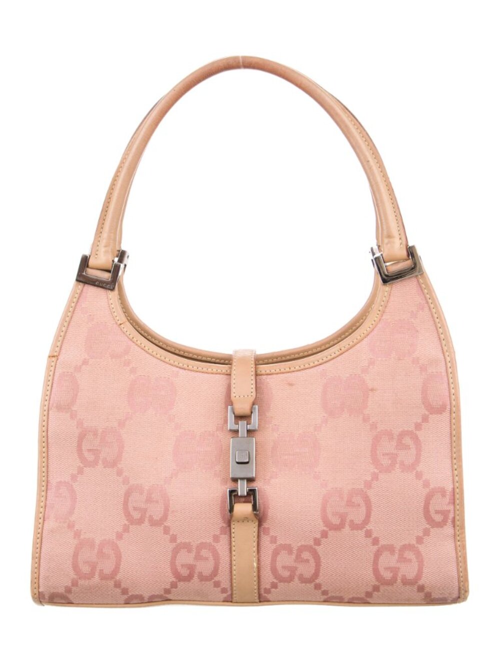 Gucci Jackie Piston Lock Bardot Canvas logo Bag